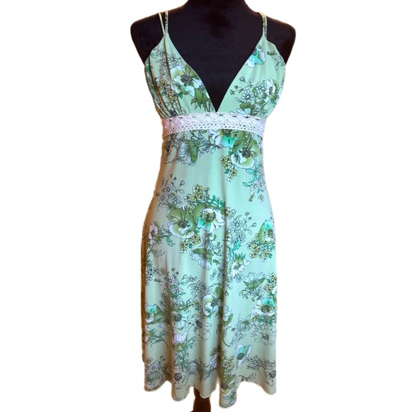 Y2K Green Floral Dress - Picture 1 of 5